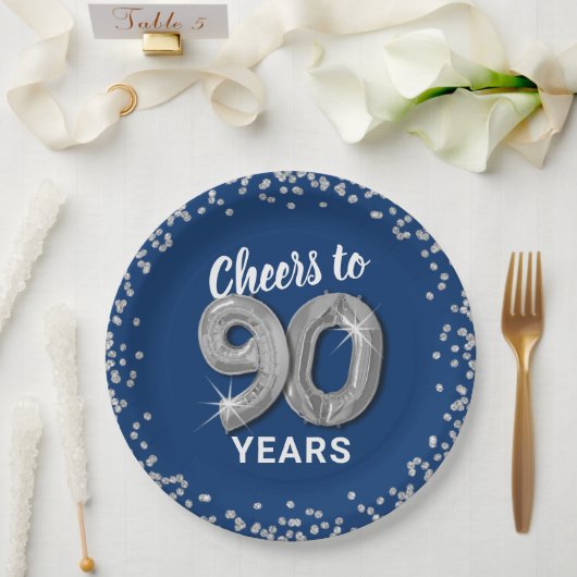 90歳のお誕生日おめでとうございます ペーパープレート (ウェディング)