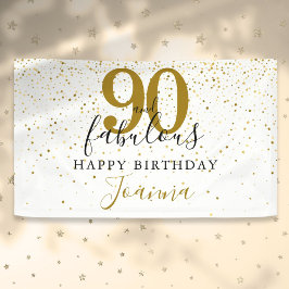 90歳のお誕生日おめでとう エレガント ゴールド ブラック 横断幕