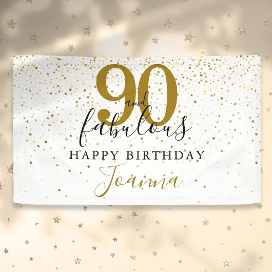 90歳のお誕生日おめでとう エレガント ゴールド ブラック 横断幕