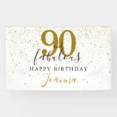 90歳のお誕生日おめでとう エレガント ゴールド ブラック 横断幕 (横)