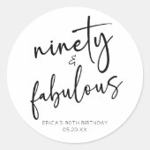 90歳のお誕生日おめでとう ミニマル90歳の誕生日パーティー ラウンドシール (正面)
