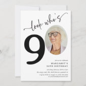 90歳のお誕生日おめでとう!モダンフォト90歳の誕生日 招待状 (正面)