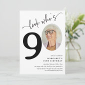 90歳のお誕生日おめでとう!モダンフォト90歳の誕生日 招待状 (スタンド正面)