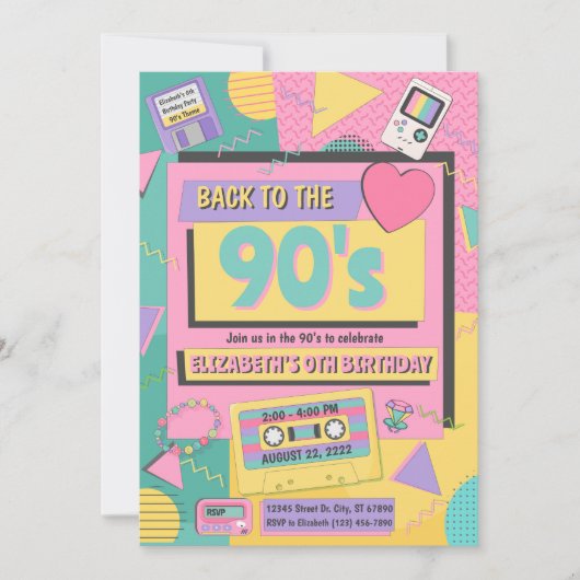 90歳のテーマ誕生日パーティーの招待状 招待状 (正面)