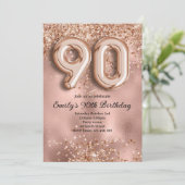 90歳のバラゴールドラメ誕生日 招待状 (スタンド正面)