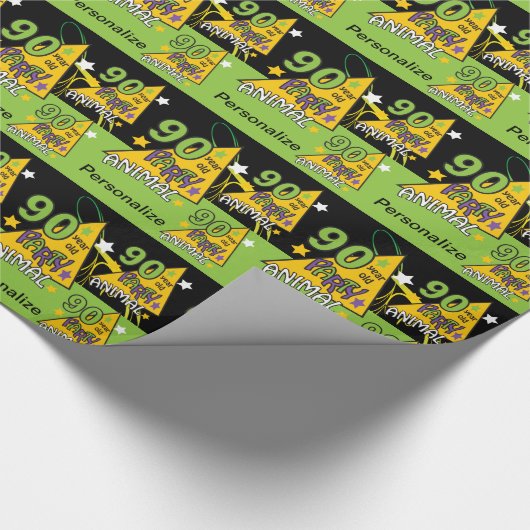 90歳のパーティー動物 |第90誕生日 ラッピングペーパー (角)