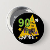 90歳のパーティー動物 |第90誕生日 缶バッジ (正面&裏面)