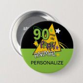 90歳のパーティー動物 |第90誕生日 缶バッジ (正面&裏面)