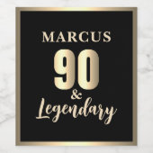 90歳の伝説的なゴールド90歳の誕生日 ワインラベル (シングルラベル)