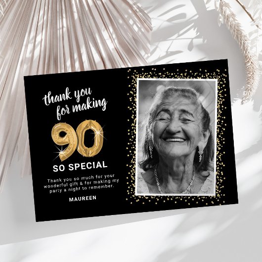 90歳の大人 誕生日フォト サンキューカード