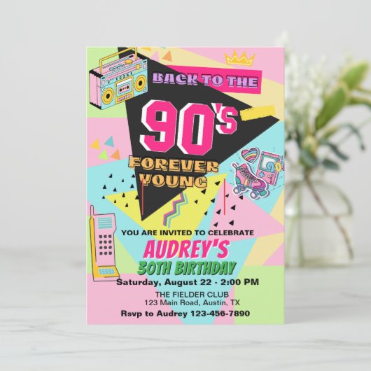 90歳の成人誕生日パーティーに戻る 招待状 (スタンド正面)