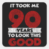 90歳の日は良い90誕生日に見えた スクエアシール (正面)