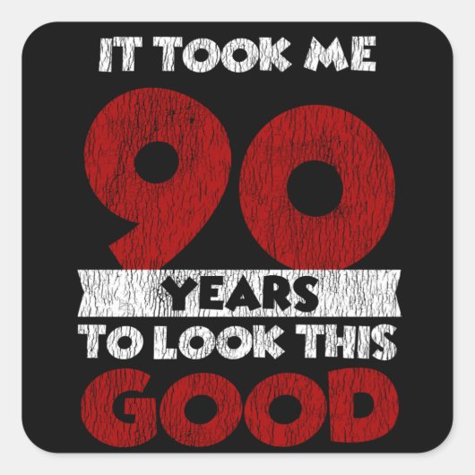 90歳の日は良い90誕生日に見えた スクエアシール (正面)