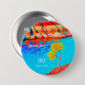 90歳の横向きカラフルボタンピン 缶バッジ (正面&裏面)