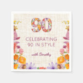 90歳の花の誕生日お祝いに スタンダードカクテルナプキン (正面)