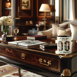 90歳の若い写真コラージュマグ – 名前をカスタムする ツートーンマグカップ