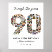 90歳の誕生日おめでとうフォトコラージュ ポスター (正面)