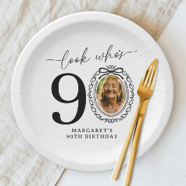 90歳の誕生日おめでとうフォト ペーパープレート