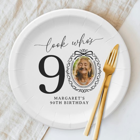 90歳の誕生日おめでとうフォト ペーパープレート