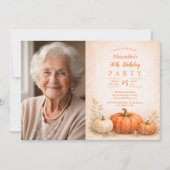 90歳の誕生日おめでとう フォトフレンドリーなカボチャの庭 招待状 (正面)