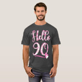 90歳の誕生日おめでとう フラワー 女性 ギフト Tシャツ (正面フル)