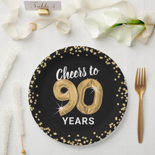 90歳の誕生日おめでとう ペーパープレート (ウェディング)