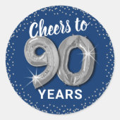 90歳の誕生日おめでとう、大人の誕生日 ラウンドシール (正面)