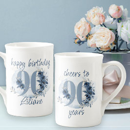 90歳の誕生日おめでとう 90年の華やかな数字 ボーンチャイナマグカップ