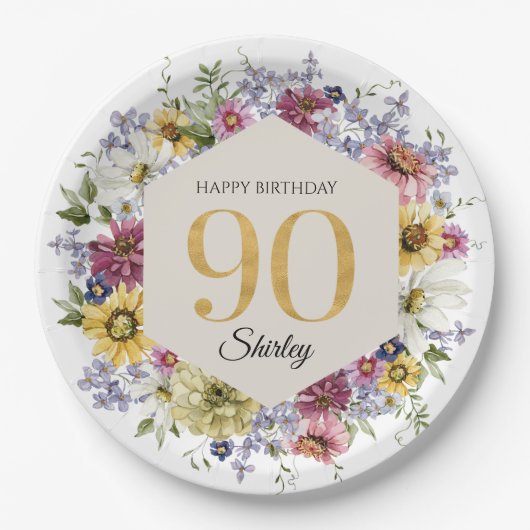 90歳の誕生日お祝いギフト ペーパープレート (正面)