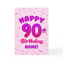 90歳の誕生日お祝いバルーンナンバー 名前入りカード