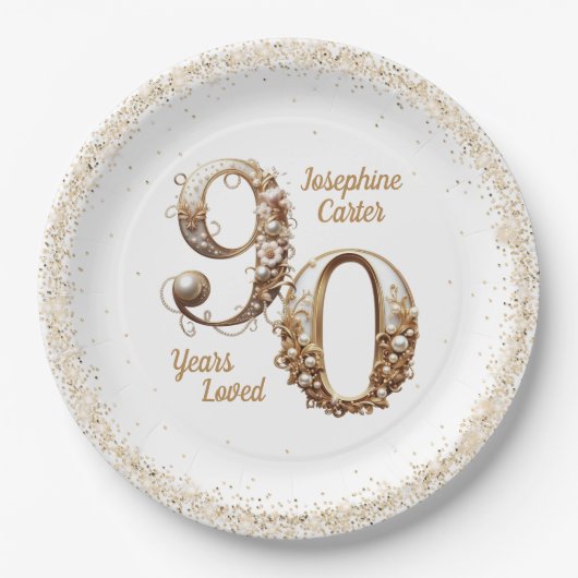 90歳の誕生日お祝いパーティー ペーパープレート (正面)