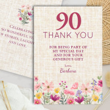 90歳の誕生日お祝いピンクのワイルドフラワーリネン