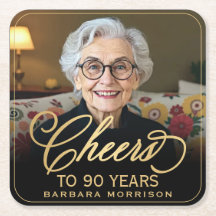 90歳の誕生日お祝いフォト ゴールド ブラック