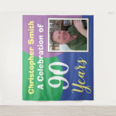 90歳の誕生日お祝い写真付きタペストリー タペストリー (正面)