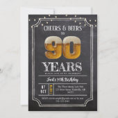 90歳の誕生日お祝い招待状 Cheers & Beers 招待状 (正面)