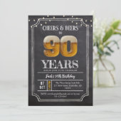 90歳の誕生日お祝い招待状 Cheers & Beers 招待状 (スタンド正面)