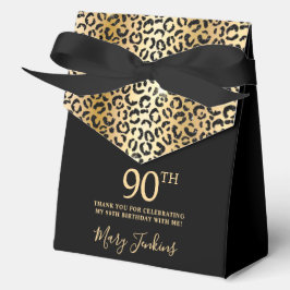 90歳の誕生日お祝い ヒョウ柄 ゴールド Thank You フェイバーボックス