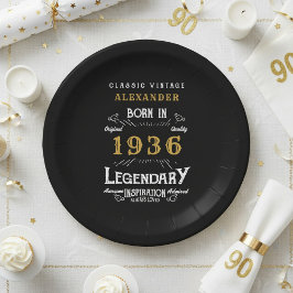 90歳の誕生日お祝い 1936年 レトロなデザイン ペーパープレート
