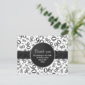 90歳の誕生日にお礼を伝える ブラック/ホワイトのナンバーパターン ポストカード (スタンド正面)