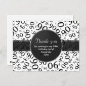 90歳の誕生日にお礼を伝える ブラック/ホワイトのナンバーパターン ポストカード (正面/裏面)