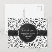 90歳の誕生日にお礼を 黒白のナンバーパターン ポストカード (正面/裏面)