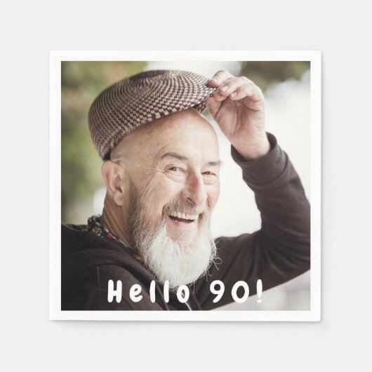 90歳の誕生日の写真こんにちは90人の男性 スタンダードカクテルナプキン (正面)