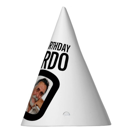 90歳の誕生日の写真パーソナライズされた白の黒モノ パーティーハット (右)