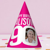 90歳の誕生日の写真ホイパーソナライズされたトホットピンク パーティーハット