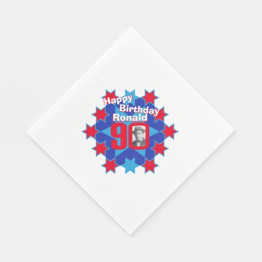 90歳の誕生日の写真名レッドスターランチナプキン スタンダードランチョンナプキン (角)