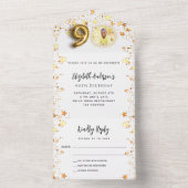 90歳の誕生日の白い金ゴールド星写真パーティーRSVP オールインワン招待状 (内側)