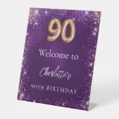 90歳の誕生日の紫の輝きを歓迎 台座サイン (正面)