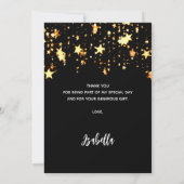 90歳の誕生日の黒い金ゴールド星写真 サンキューカード (裏面)