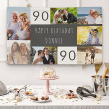 90歳の誕生日を祝う7枚の写真入りフォトコラージュ