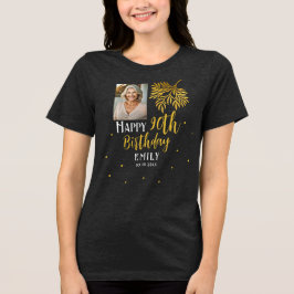 90歳の誕生日を華やかに ゴールドの葉っぱ 写真パーティー トライブレンドTシャツ